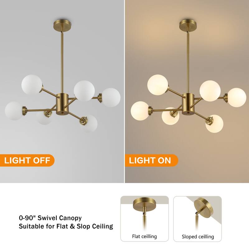 WINGBO 6-Light Modern Chandelier, Sputnik Pedant Light - N/A