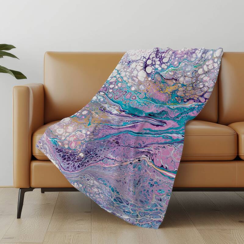 Premium Machine Washable ASB64 Abstract Modern Sherpa Throw Blanket - Periwinkle - 4'2" x 5'10"