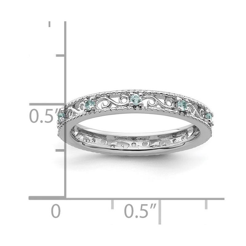 Curata 3mm 925 Sterling Silver Polished Prong set Stackable Expressions Blue Topaz Ring
