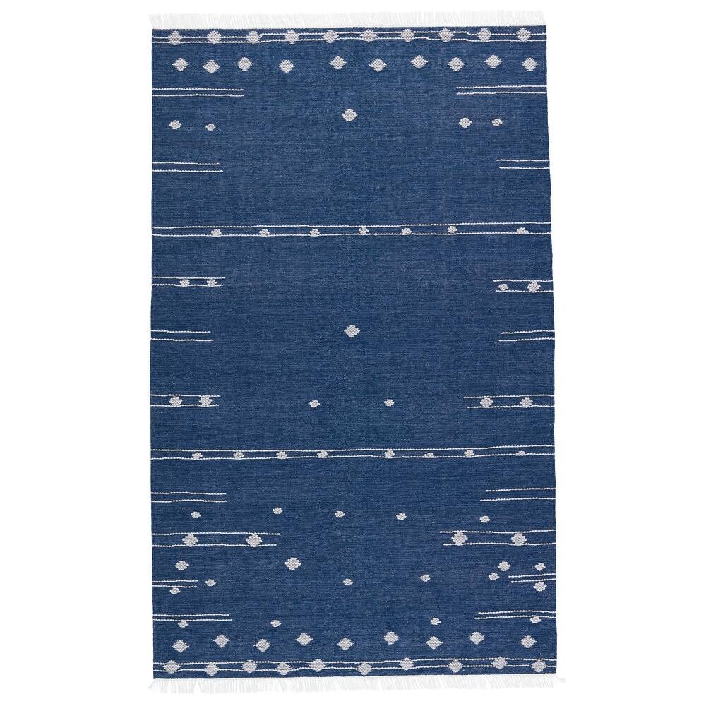 Libbi Indoor/ Outdoor Geometric Blue/ White Area Rug