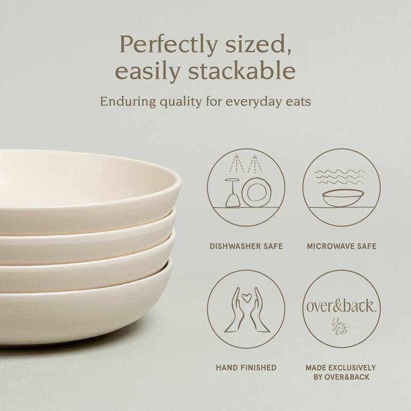over&back Coupe Semi-Matte Stoneware Dinner Bowls - 30oz