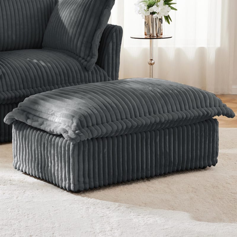 ​Contemporary Footstool - Chenille Fabric
