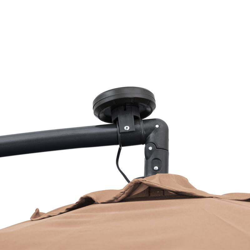 Clihome 10Ft Solar Light Crank Cantilever Patio Umbrella Without Base