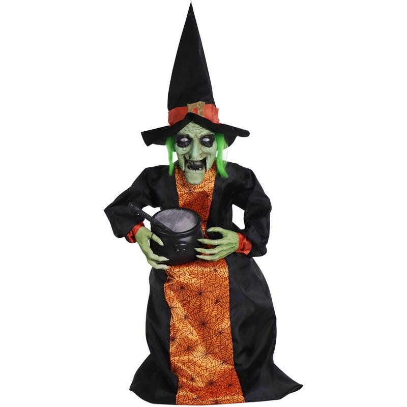 Haunted Hill Farm Polly Potions the Animatronic Sitting Talking Witch with Moving Mouth for Halloween Decoration