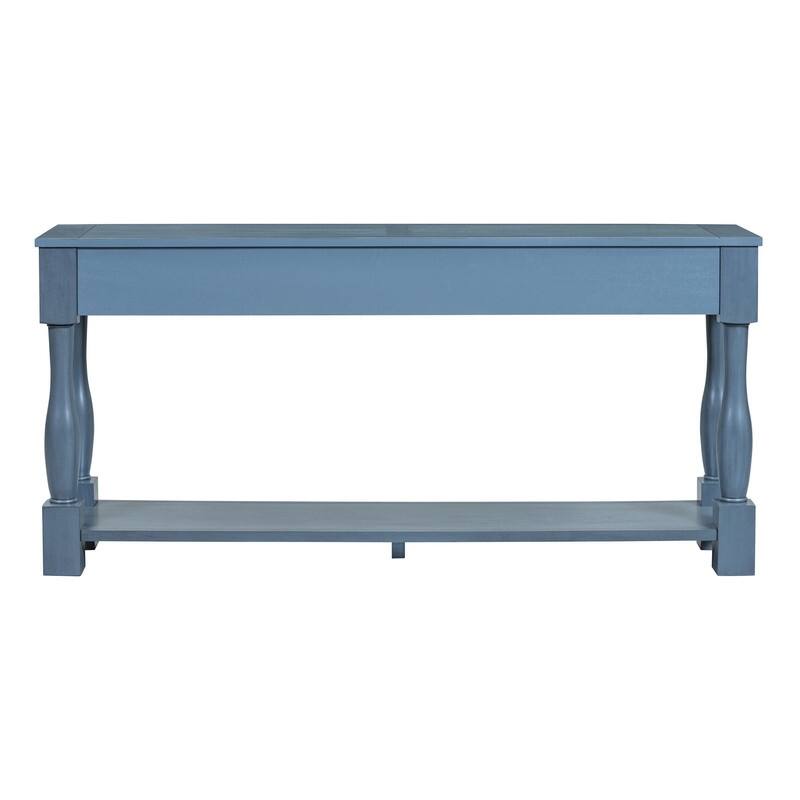 63"Long Console Table with 3 Drawers and Shelf for Entryway and Living Room in Mediterranean Design