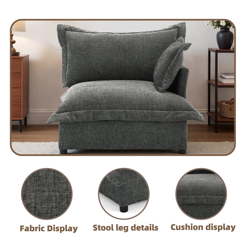 Double Layer Cushion Comfy Cloud Modular Sectional Sofa Couch Ottoman