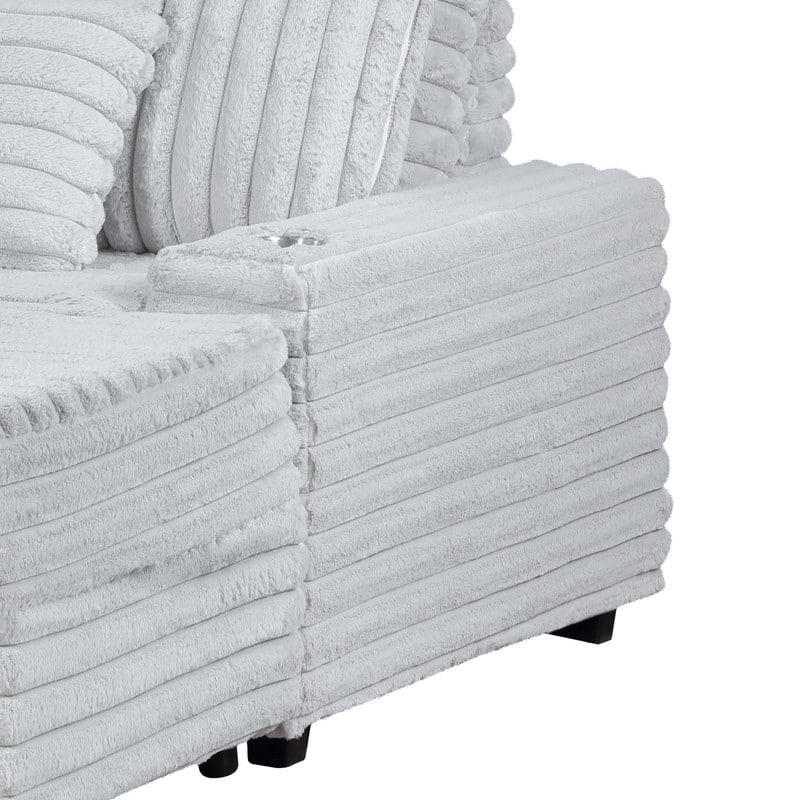 Symphony 67"W Corduroy Oversized Sofa Chaise Lounge Chair with Cupholders and USB Charging Port