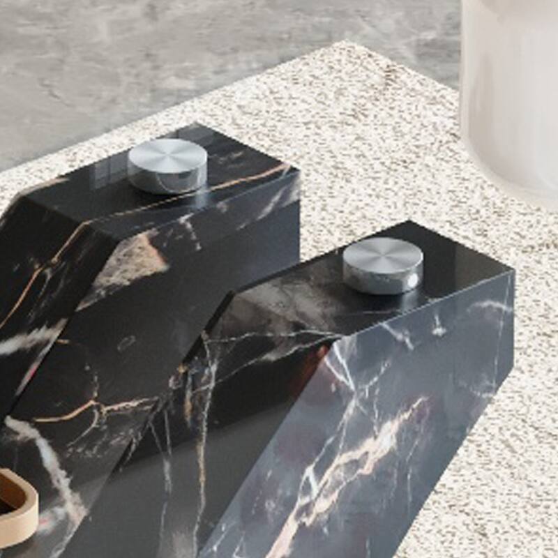 Stylish Dining Table and Chair Set, Modern Rectangular Glass Table with Upholstered Linen Chairs for Kitchen, Dining Room