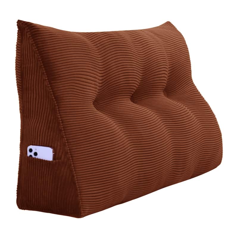 WOWMAX Large Reading Wedge Headboard Pillow for Bed Rest Back Support - Twin - Brown