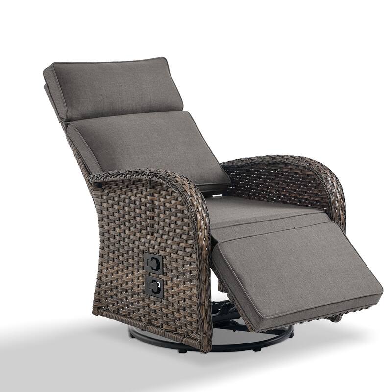Pocassy Swivel Reclining Chair Lounge Chair with Adjustable Backrest