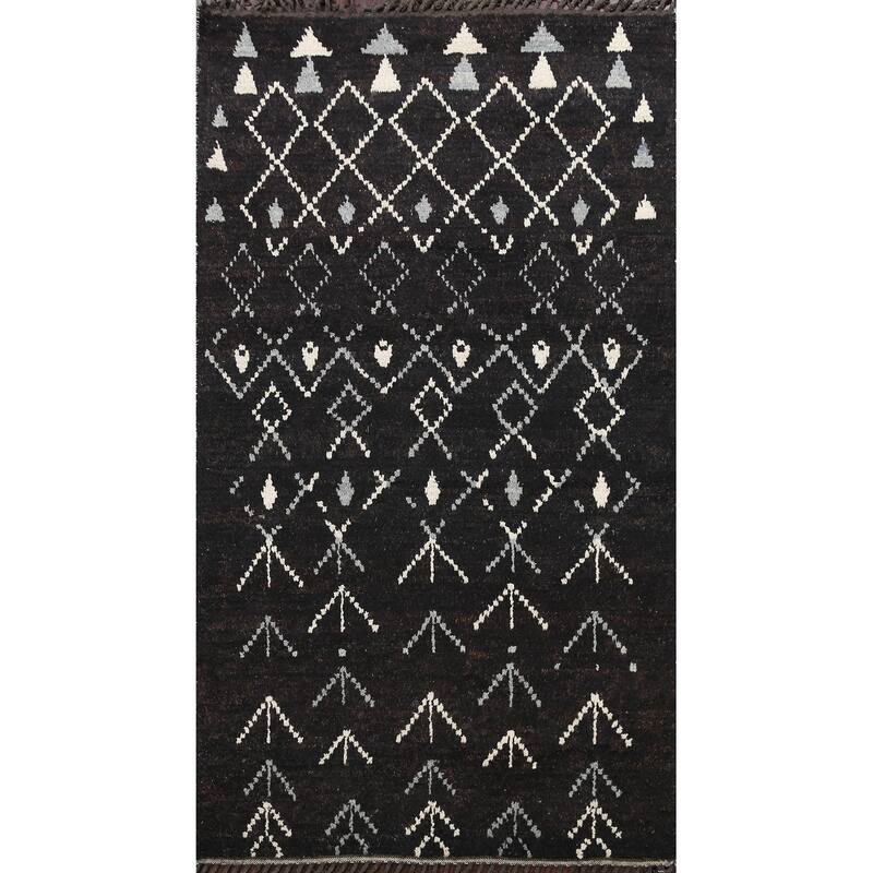 Geometric Vegetable Dye Moroccan Berber Oriental Area Rug Handmade - 4'6" x 6'11"