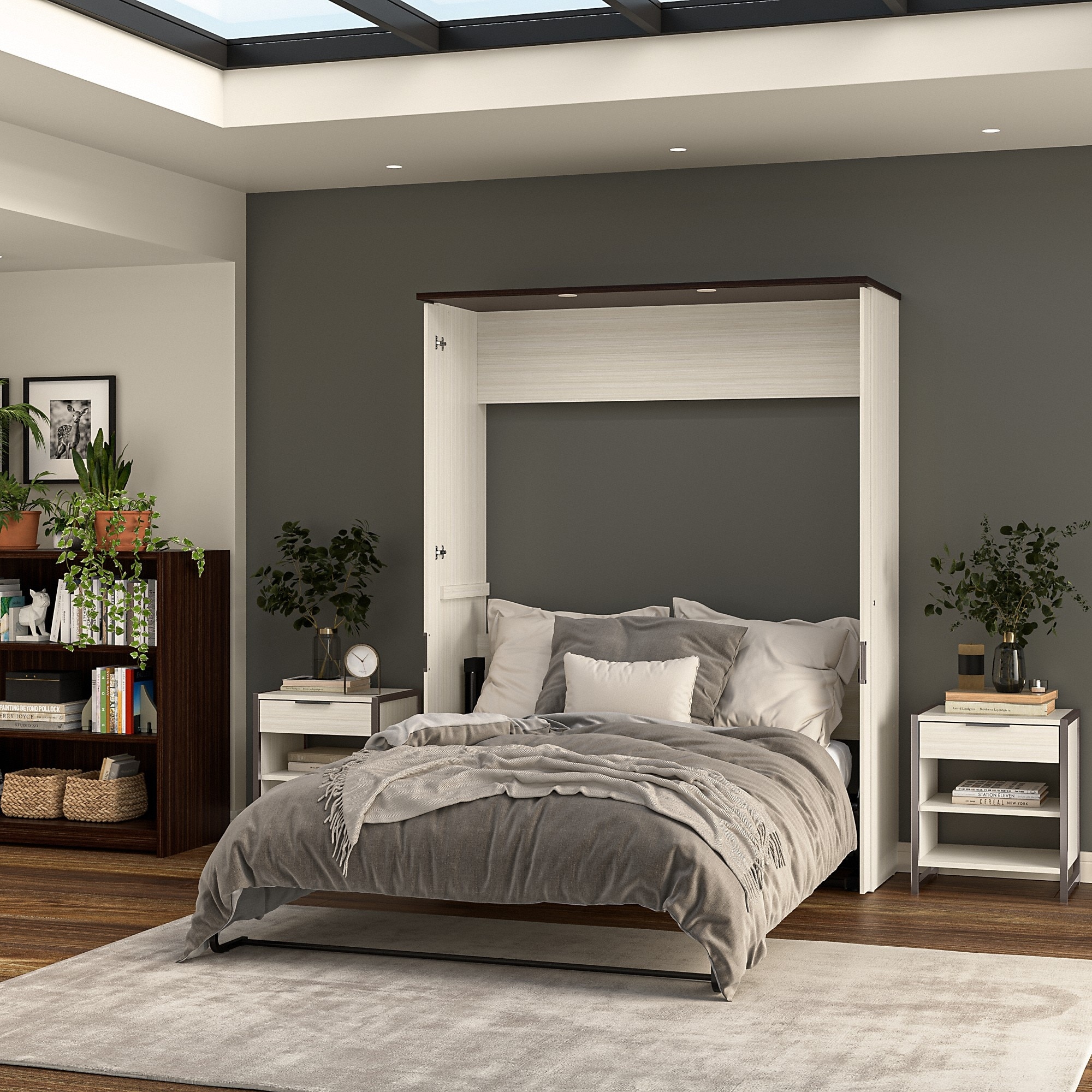 Bestar Lumina 68W Queen Murphy Bed with Desk for Guest Room