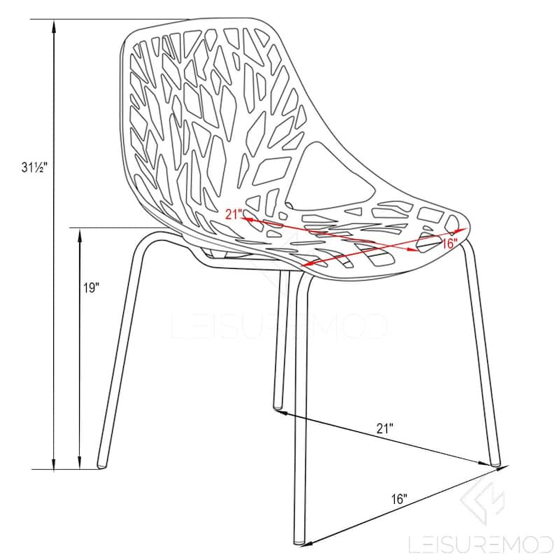 Asbury Stackable Dining Chair with Chrome Legs Side Chair with Modern Cut-Out Design Backrest