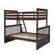 preview thumbnail 10 of 16, Dark Brown Twin over Full Size Solid Wood Stairway Bunk Bed with Ladder and Fence for Bedroom