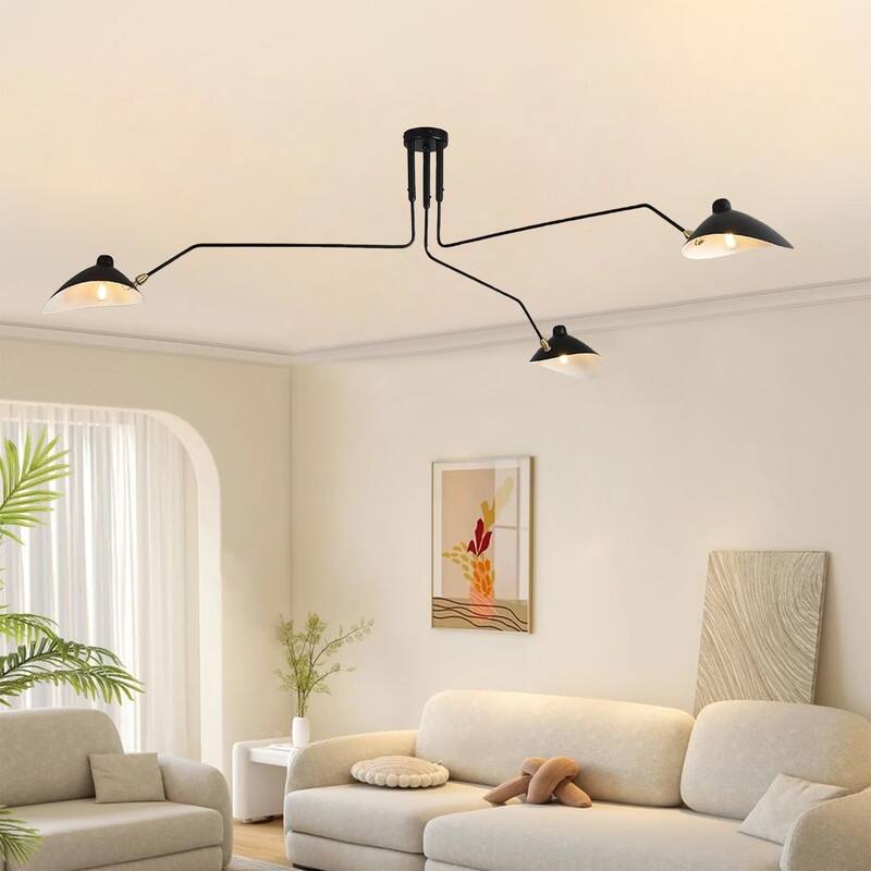 Modern Black Chandelier 3 arm Chandelier Mid Century Chandelier.