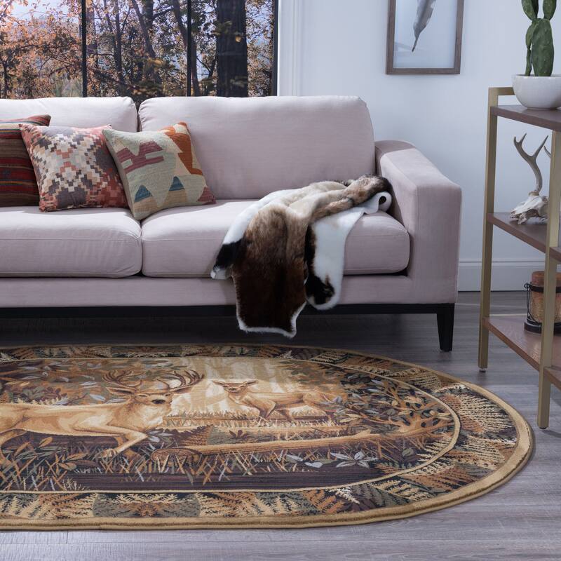 Natural Lodge Novelty Graphic Indoor Area Rug