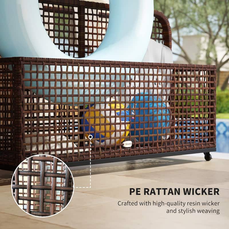 Two-Section Outdoor Storage Basket with Powder-Coated Steel Frame and Smooth Rolling Wheels - 43.25" L x 22.5" W x 28" H