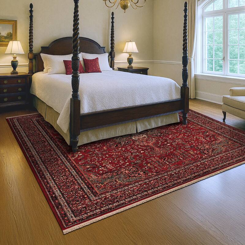 Dream Decor Rugs Spencer Medal Antique Red Oriental Wool Area Rug