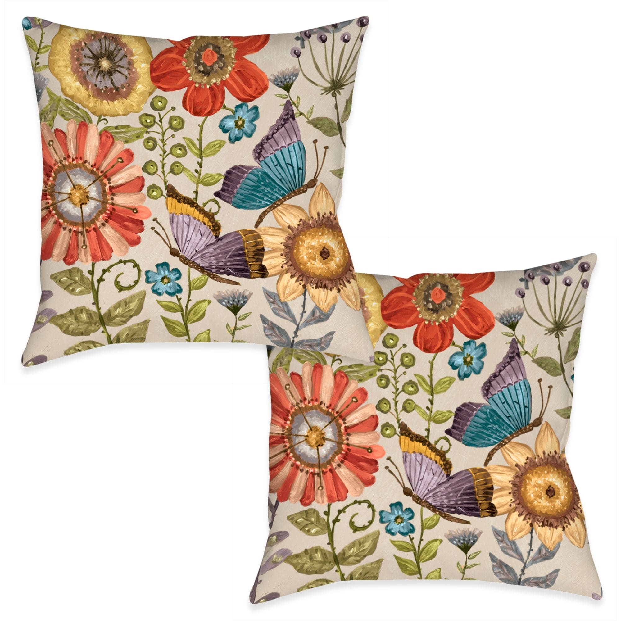 Laural Home Boho Butterfly Garden Indoor Decorative Pillow