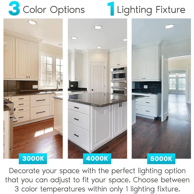 Luxrite 7" LED Flush Mount 15W 3 Color Selectable 900 Lumens Dimmable Round Damp Rated Brushed Nickel Trim