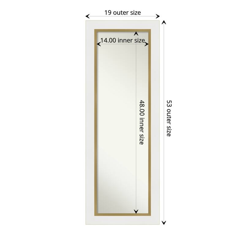 Non-Beveled Full Length On The Door Mirror -White Frame - Eva White Gold
