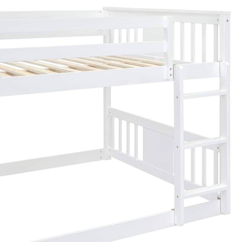 Full Over Full Bunk Bed with Ladder, White