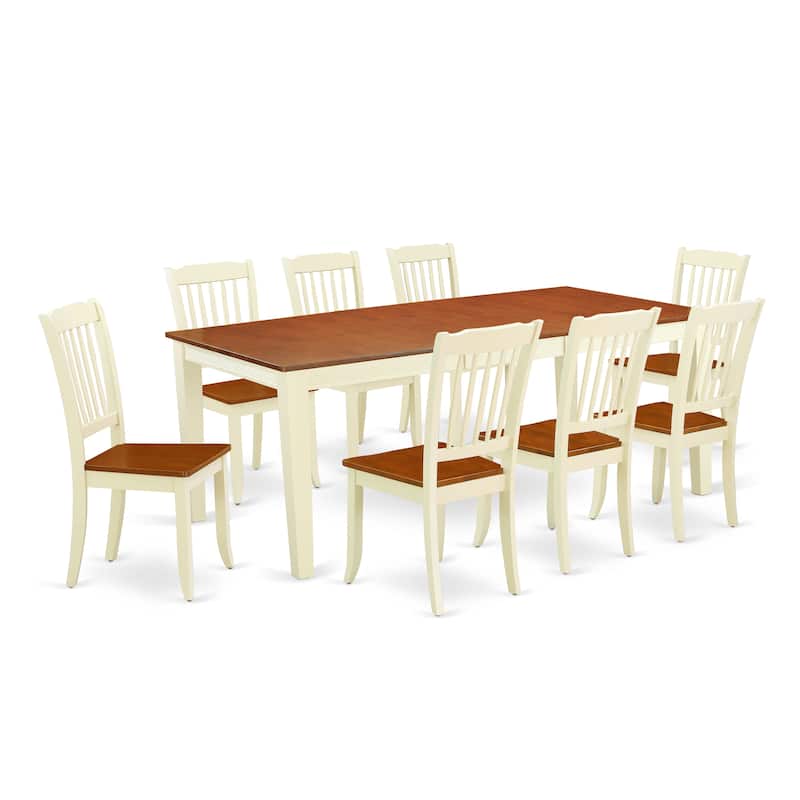 East West Furniture Dining Table Set- a Rectangle Wooden Table and Dining Room Chairs, Buttermilk & Cherry (Pieces Option)