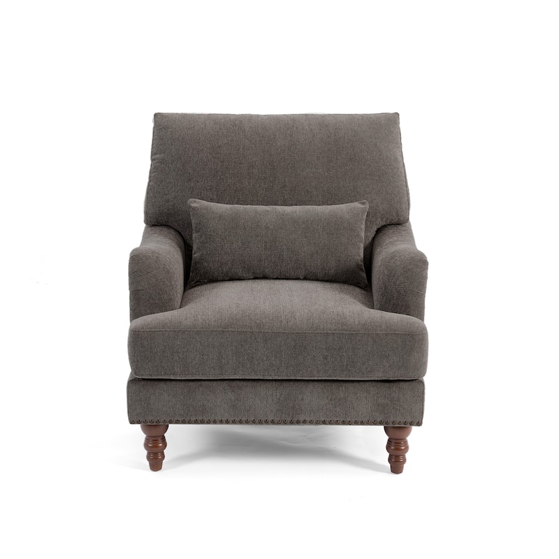 Set of 2 Mid Century Chenille Upholstered Accent Chairs