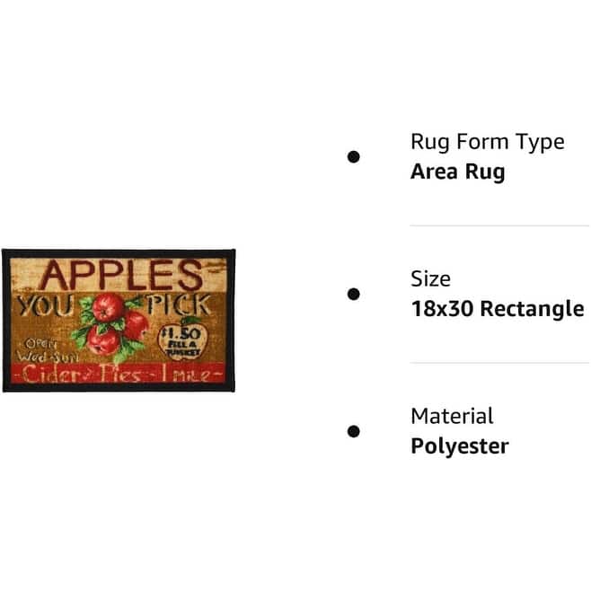 Kashi Home Kitchen Rug, Printed Durable Non Slip Floor Mat, Pretty Farmhouse Design