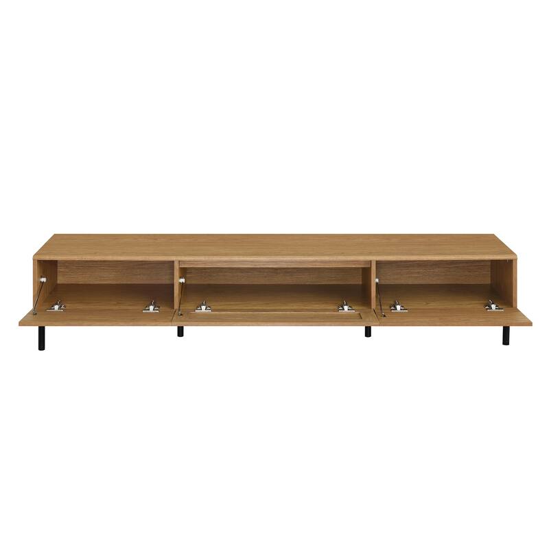 Boho TV Stand for TVs up to 80", Farmhouse Media Console, Entertainment Center with Metal Legs, TV Cabinet
