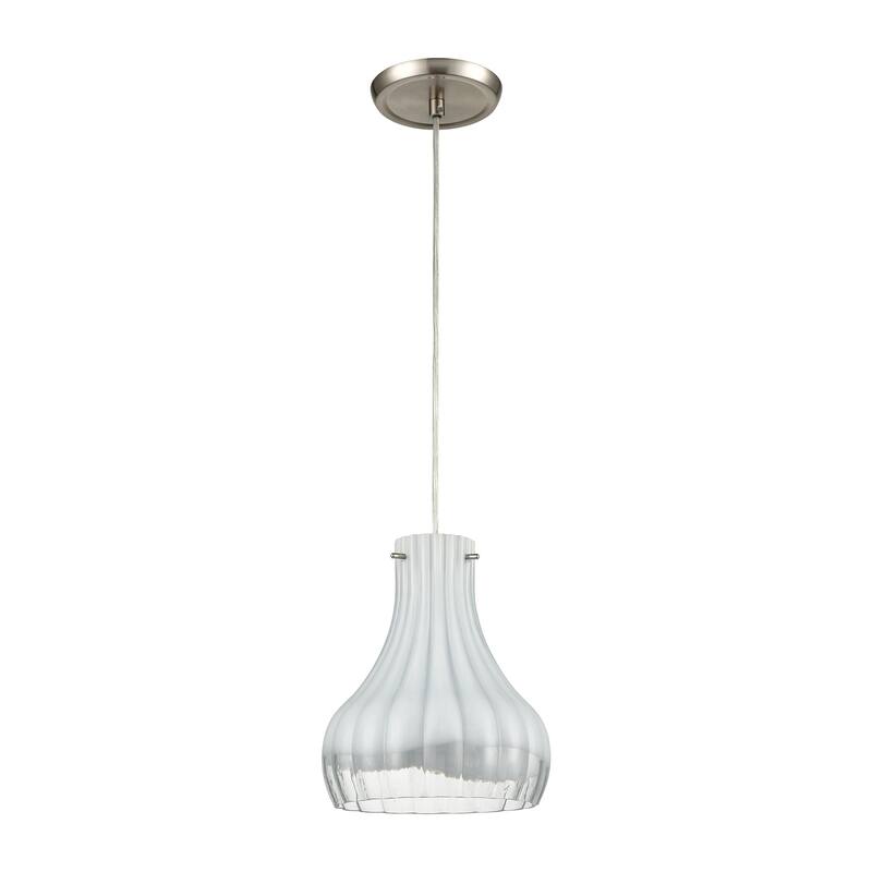 Elk Home Coastal Scallop Satin Nickel With Clear Glass 1 Light Pendant
