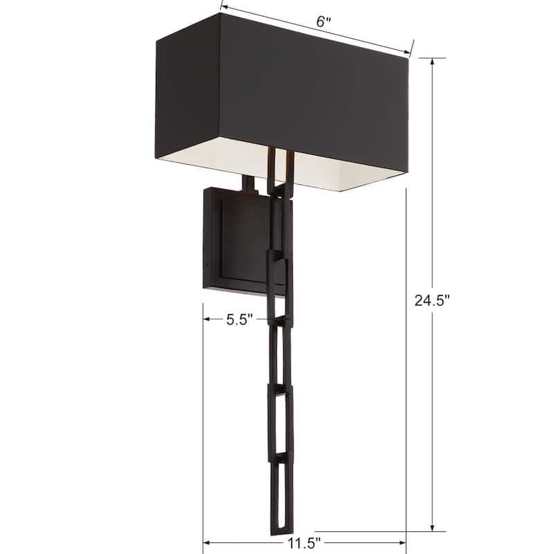 Designer Brian Patrick Flynn's Alston 2 Light Matte Black Outside & White Inside Sconce - 11.5'' W x 24.5'' H x 6'' D