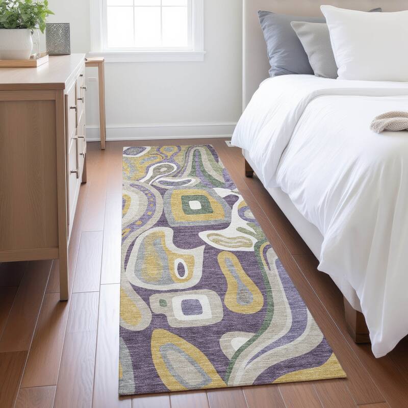 Machine Washable Indoor/ Outdoor Modern Picasy Chantille Rug