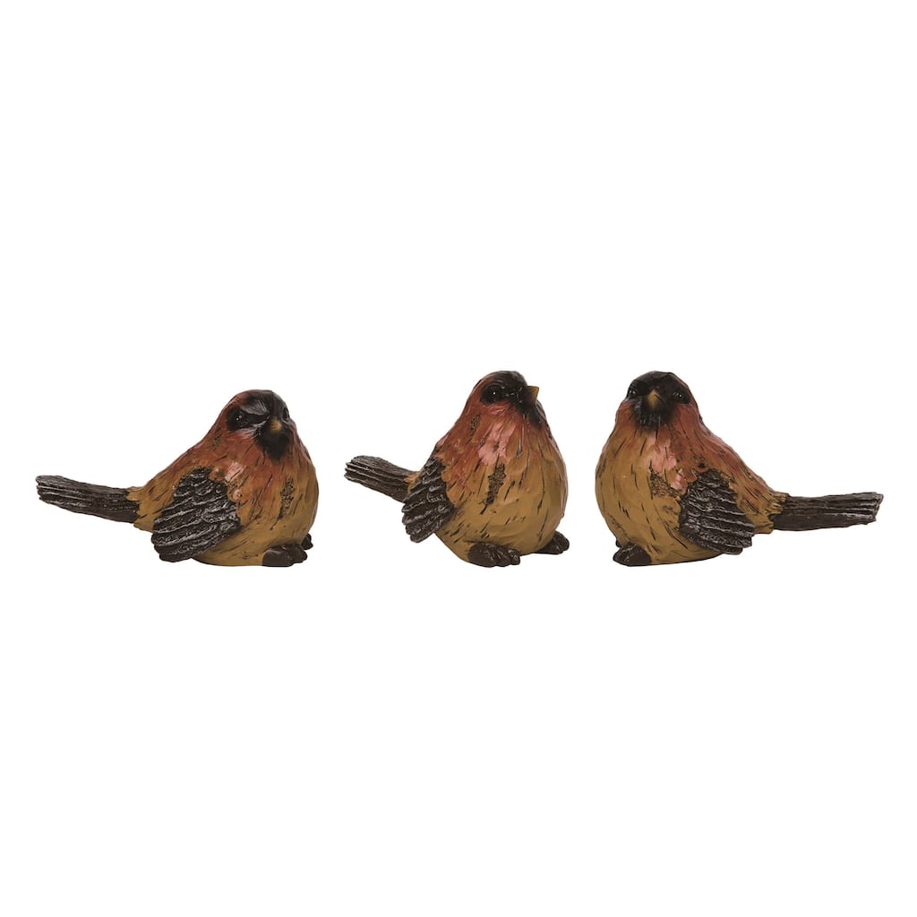 Transpac Medium Resin Deep Red Bird Set of 3 Spring Home Decorations