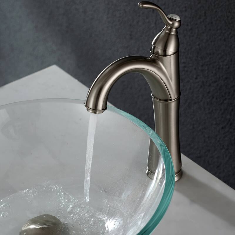 Kraus 16-1/2" Clear Glass Vessel Bathroom Sink - Includes Pop-Up Drain