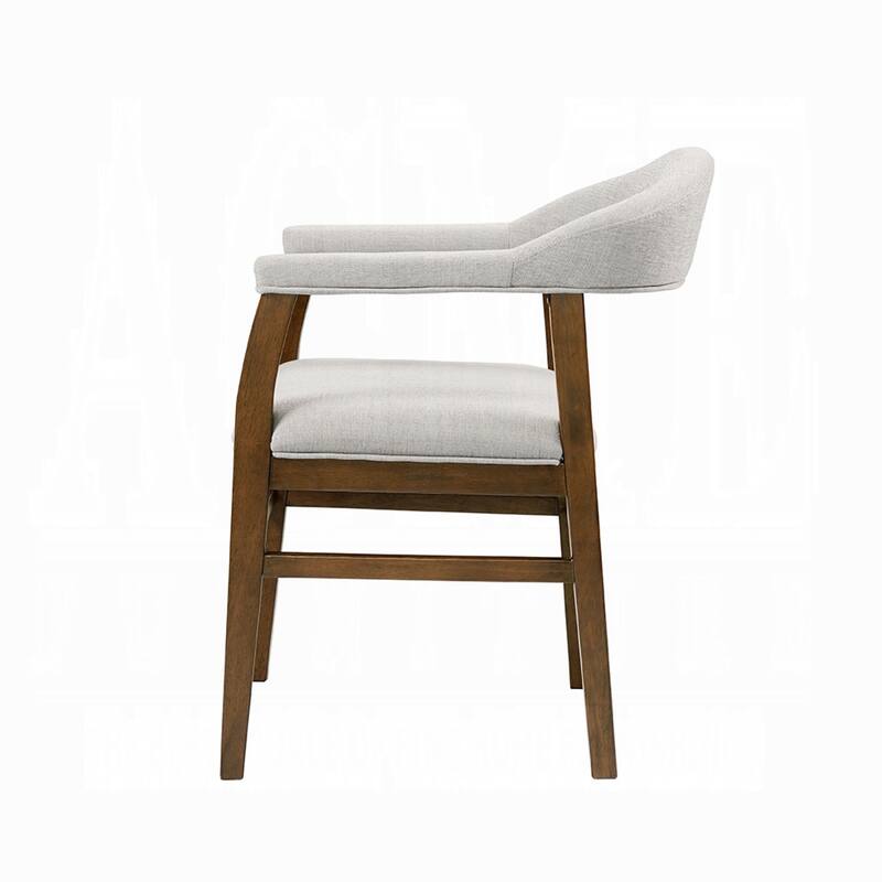 Dari Side Dining Chair Set of 2, Gray Fabric, Dark Walnut Brown Wood