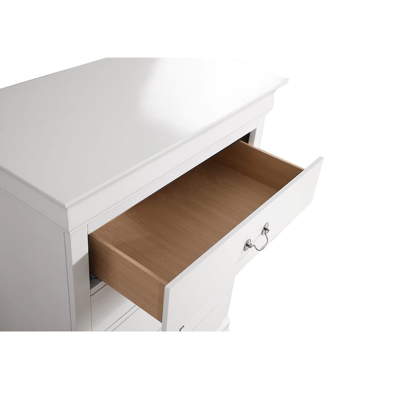 Wooden 5-Dovetailed Drawer Bedroom Chest - 48" - White