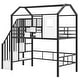 preview thumbnail 28 of 27, Twin Size Metal Loft Bed w/Roof Design, House Shaped Stairway Bedframe