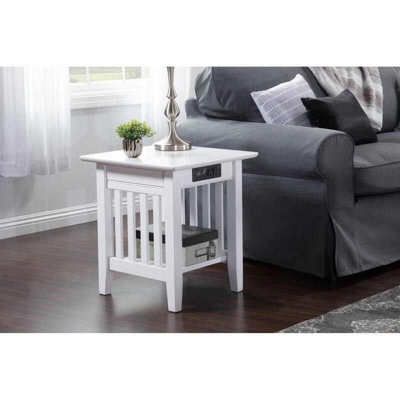 AFI Mission End Table Set of 2 with Built-in Charger