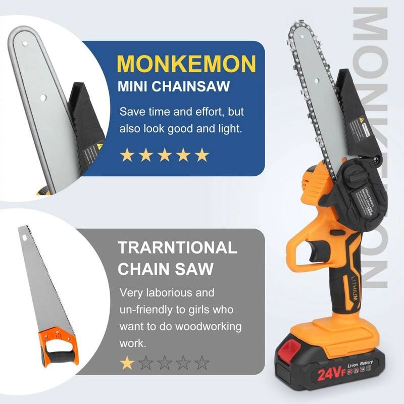 6" Mini Chainsaw, Battery Powered Chain Saws 6-Inch, Rechargeable,