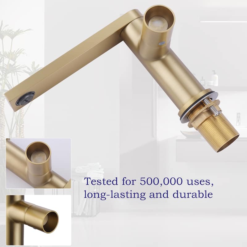 5.24''H Single Hole Bathroom Basin Faucet Single Handle in Black / Gold