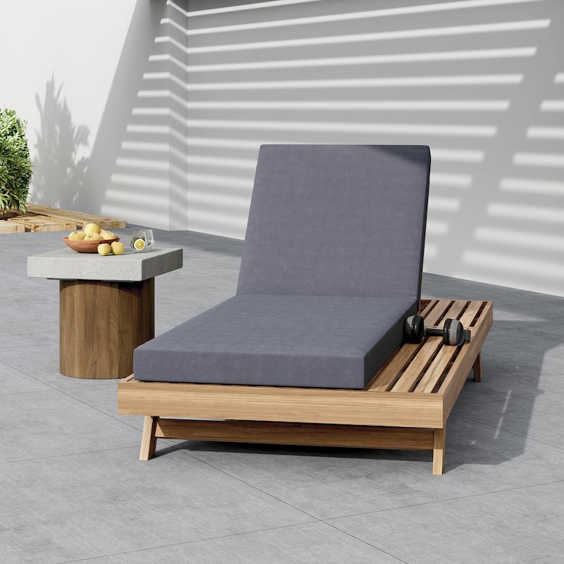 Christopher Knight Home - Ravello Modern Outdoor Acacia Wood 4-Position Adjustable Chaise Lounge with Thick Cushion - 79"L