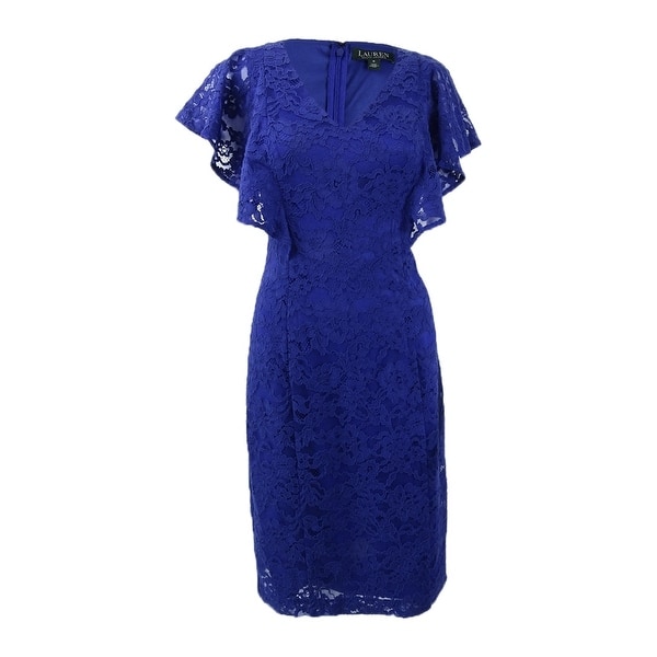 Shop Lauren By Ralph Lauren Women S Flutter Sleeve Lace Dress