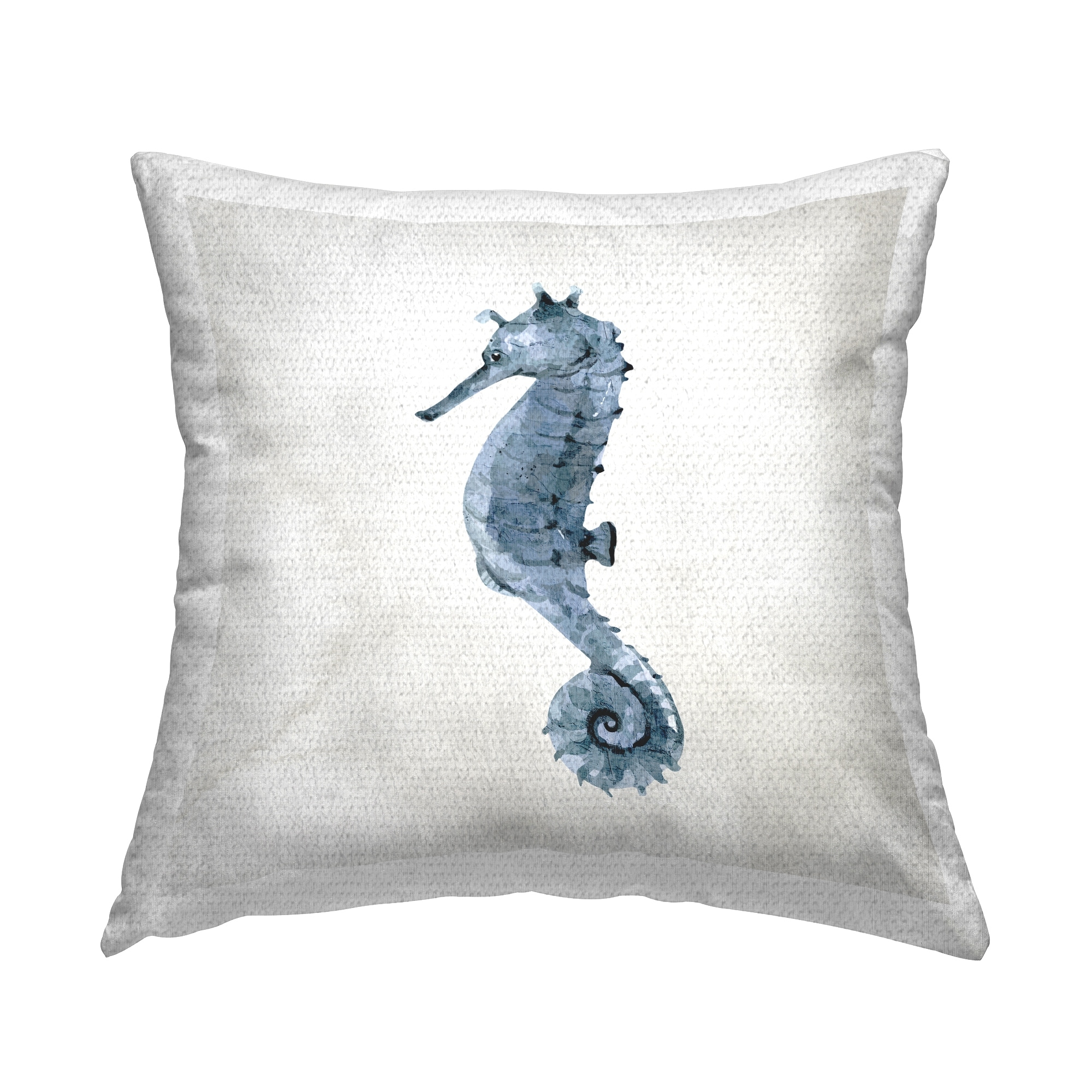 Stupell Navy Blue Seahorse Watercolor Detail Sea Life Printed Outdoor Throw Pillow Design by Kim Allen