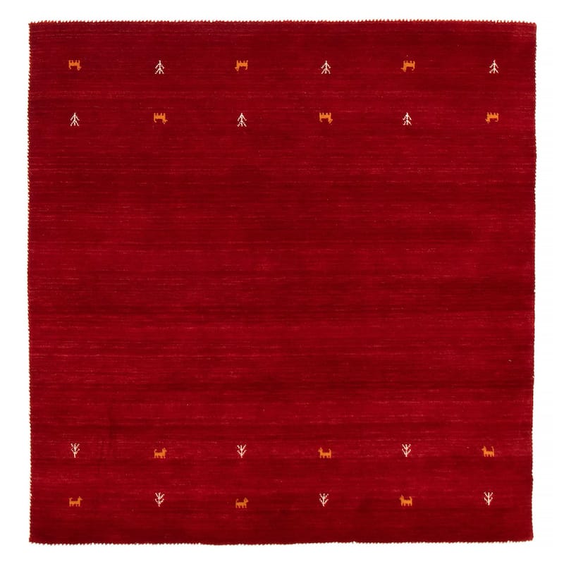 Kashkuli Gabbeh Red Rug 6'7" x 6'7" - 6'7 x 6'7 - Red - 6'7 x 6'7