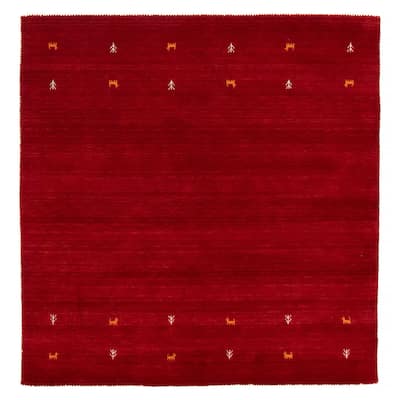 Kashkuli Gabbeh Red Rug 6'7" x 6'7" - 6'7 x 6'7