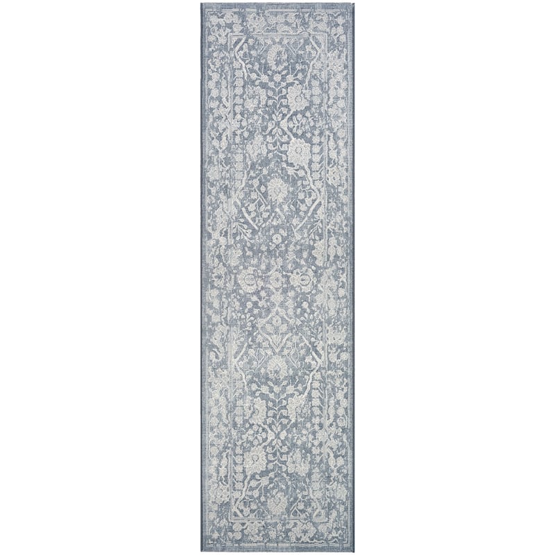 Dream Decor Rugs Sundance Lily Floral Area Rug - 2'2" x 7'10" Runner - Blue/Ivory
