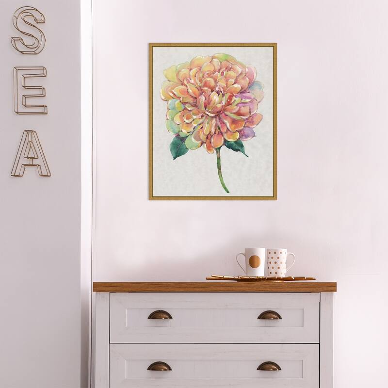 Multicolor Floral Peony I by Tim O'Toole (16 x 20 in.), Framed Canvas Wall Art Print - Sylvie Gold