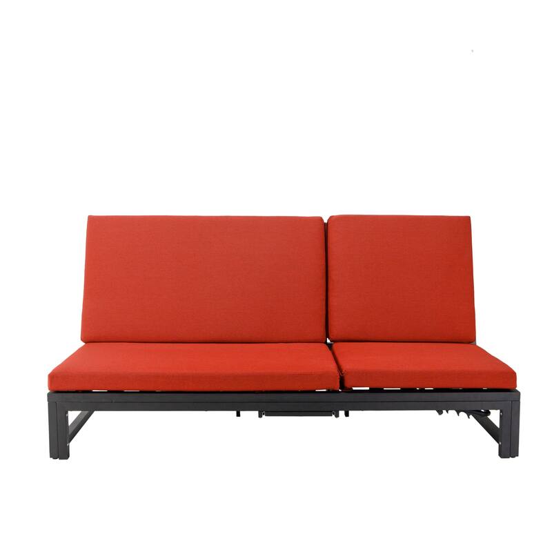 Chelsea Polyester Fabric Outdoor Lounge Chair with Four-Level Adjustable Backrest and Powder-Coated Aluminum Frame