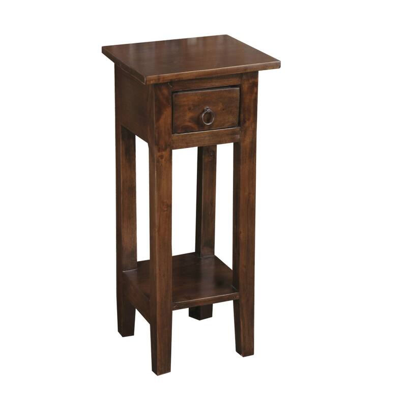 Single Drawer Wooden End Table - 25.75" - Brown